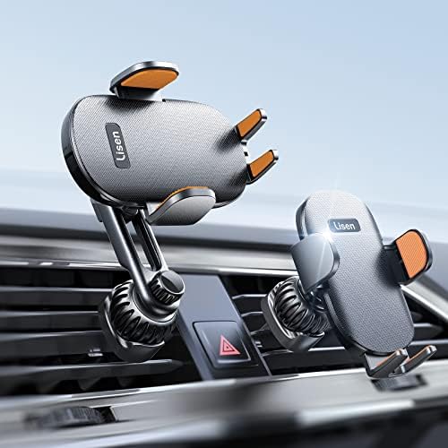 Upgrade Your Drive with the LISEN Universal Cell Phone Car Mount for i Phone & Samsung – Hands-Free Convenience with 2-Hook Vent Design, Enhanced Compatibility for i Phone 16/15 Pro Max Plus, Effortless Installation, and 360-Degree Rotation in Elegant Brown Finish