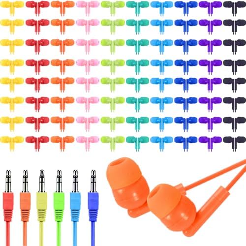 Bulk 100 Pack Premium Wired Earbuds for K-12 Learning – Lightweight In-Ear Headphones with 3.5 mm Jack for Classroom Engagement – Durable, Comfortable, and Cost-Effective Audio Solution to Boost Student Focus and Collaboration