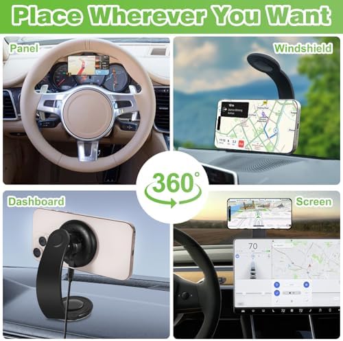 Enhanced 15 W Magnetic Wireless Car Charger with 360° Adjustable Arm – Fast Charging Mount for i Phone, Samsung Galaxy & Google Pixel – Versatile Cell Phone Holder for Seamless Navigation – Premium Automotive Accessory for Modern Drivers