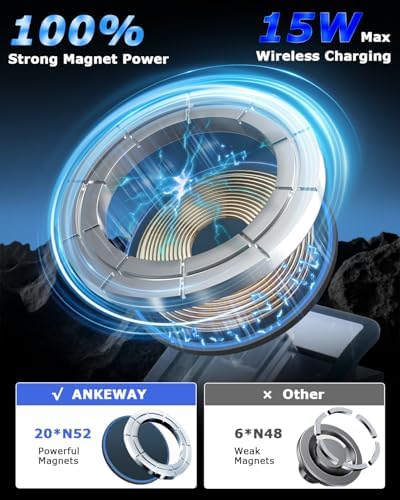 Tesla Model 3 & Y 2025 Premium Phone Mount with 15 W Mag Safe Wireless Charger – Effortless Installation for i Phone 12-16 Series – Enhance Driving Safety & Convenience with This Essential Tesla Accessory