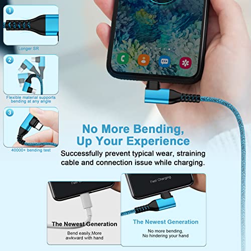 Experience Unmatched Charging Efficiency with the 6 ft USB C Power Cord 5-Pack – Featuring 90-Degree Right Angle Connector for Samsung Galaxy Devices – Fast Charging at 3.1 A – Durable Nylon Braided Design for Enhanced Longevity – Ideal for Home, Office, and Travel Use – Perfectly Compatible with Galaxy S25 Ultra, A16, A54, A14, A15, A25, A13 5 G, A53, S24, S23, S22, S21, S20 FE – Say Goodbye to Tangled Cords and Hello to Seamless Connectivity – Elevate Your Charging Game Today!