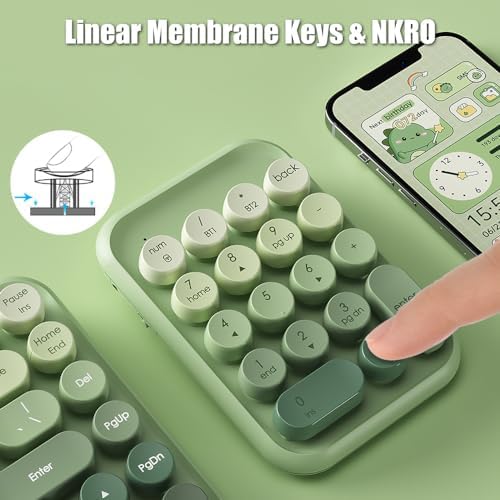 Charming Retro Typewriter Style Wireless Numeric Keypad – Sweet Pink 2.4 G/Bluetooth/USB-C Rechargeable Numpad for Multi-Device Use with 18-Key NKRO, Lightweight Design for Effortless Data Entry and Enhanced Productivity