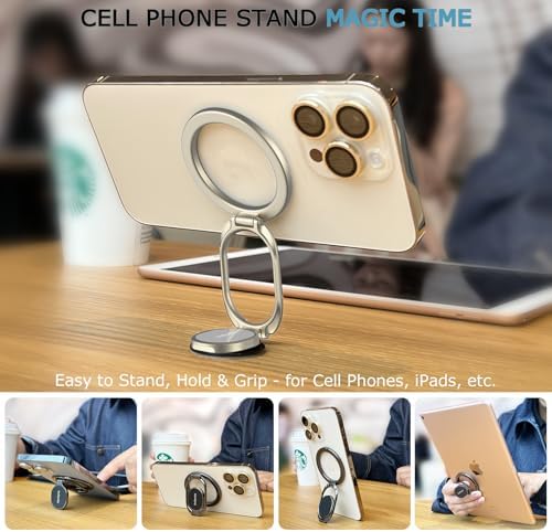 Ultimate Magnetic Phone Ring Holder – Stylish Purple Design for Enhanced Stability & Hands-Free Viewing – Double Adjustable Grip & Stand Compatible with Mag Safe for i Phone & Android – Lightweight, Anti-Fall Accessory for Effortless Handling & Customizable Angles