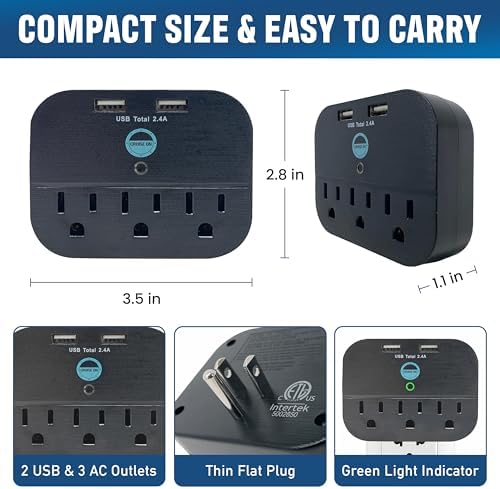 Ultimate Cruise Power Strip with 3.3 ft Extension Cord & Fast Charging USB Ports – Non-Surge Design for Seamless Connectivity on Carnival, Princess & Major Cruise Lines (2025/2026) – Essential Travel Accessory for All Devices