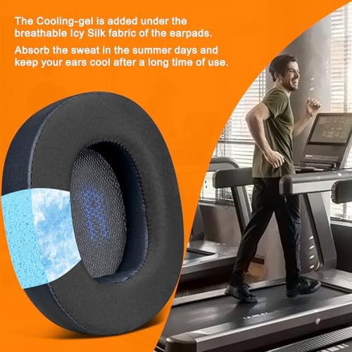 SOULWIT Navy Blue Cooling Gel Earpads for JBL E55 BT – Premium Comfort & Noise Isolation Replacement Cushions for Over-Ear Headphones – Ultimate Sound Enhancement Accessory