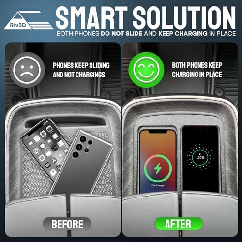 Revolutionary Dual Wireless Charging Phone Holder for GEN 1 Rivian R1 T & R1 S – Effortless Installation, No Slippage, Optimized Device Compatibility for a Seamless Driving Experience