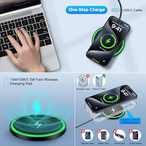 Ultra-Fast 15 W Wireless Charging Pad with 18 W Quick Charger Block – All-in-One Qi-Enabled Power Solution for Samsung Galaxy S25 Edge Ultra, Z Fold 6, Flip 6, S24, S23, S22, S21, S20 – Effortless, High-Speed Charging with Smart Protection and Non-Slip Design for Home or Office Use