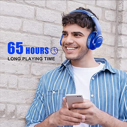 KVIDIO Over-Ear Bluetooth Headphones: 65-Hour Battery Life, Immersive Deep Bass Sound, and Ultra-Low Latency for Effortless Mobility and Enhanced Work Efficiency with Integrated Microphone for Flawless Calls and Voice Control