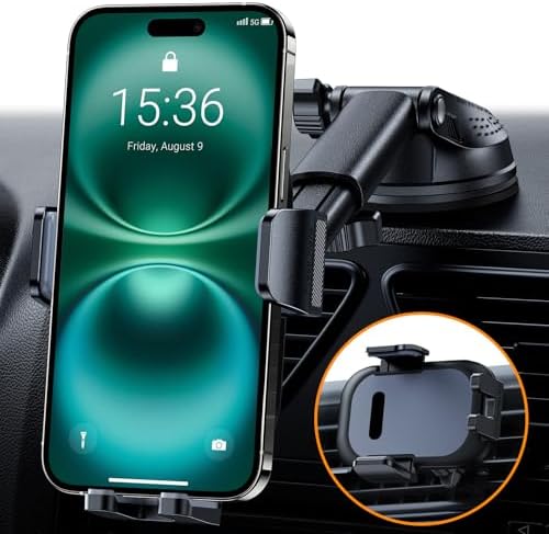 Revolutionary 360-Degree Adjustable Car Phone Holder with Superior Suction Power for Secure Dashboard and Windshield Mounting – Universal Fit for All Devices and Cases, Extended Arm Flexibility for Effortless Navigation and Hands-Free Communication