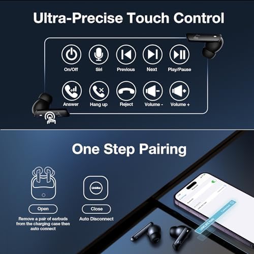 Linklike Premium Noise Cancelling Earbuds with Advanced 3-Mode Smart ANC – Unmatched Hi-Fi Sound with Deep Bass, 48.6 Hours of Playtime, Ergonomic Comfort for All-Day Wear, AI-Enhanced Call Clarity, Bluetooth 5.3 for Flawless Connectivity & Touch Controls – Ideal Solution for Audiophiles and Professionals