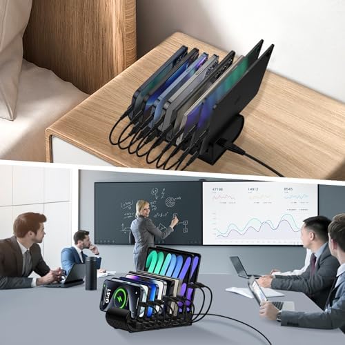 65 W 8-Port USB Charging Hub – Fast Multi-Device Charger Station for Samsung Galaxy, i Phone 16, Pixel 9 Pro XL – Efficient Power Management for Home & Office Use – Compact & Durable Design for Tangle-Free Charging – Ultimate Solution for Gadget Enthusiasts