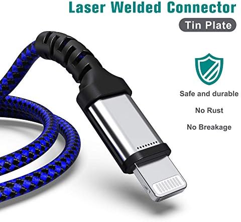 Apple C89 MFi Certified 7-Foot Lightning to USB-A Braided Charging Cable for i Phone 14/13/12/11 Pro, Max, Mini, SE, XS, XR, 8/7/6 Plus, i Pad & Air Pods – Durable, Fast Charging & Stylish Orange/White Design for Enhanced Compatibility