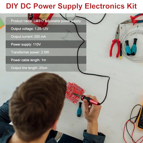 PEMENOL LM317 Adjustable Voltage Regulator DIY Kit – Custom AC-DC Converter with LED Display for Precision Voltage Control (1.25 V to 12 V) – Perfect for Electronics Projects and Warm Air Blower Solutions