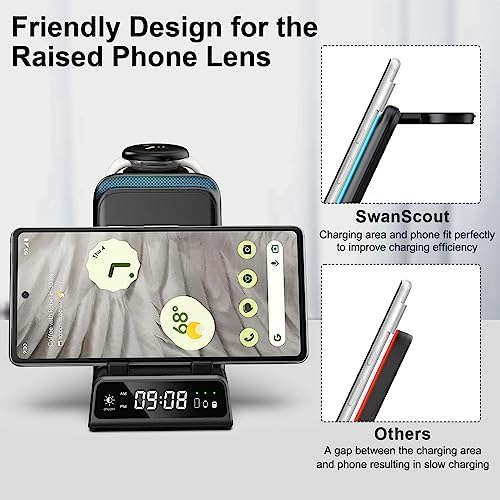 3-in-1 Wireless Charger Stand for Pixel Watch 3/2 and Google Pixel Devices – Fast Charging Station for Pixel 9 a/9 Pro/9/8/7/6/5/4 & Pixel Buds Pro/2 – Sleek, Efficient Design for Modern Tech Users – Enhanced Compatibility for Streamlined Charging Experience