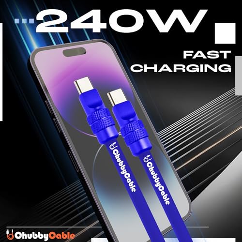 chubbycable Chubby 2.0 Anodized Version – 240W USB C Cable Reflective Shine Charge Cable Silicone Fast Charging Cable, Orange, Type C to Type C, 3.3FT – Enhanced Compatibility and Speed