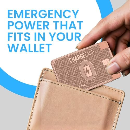 Aqua Vault Charge Card – Ultra-Slim 2300 m Ah Emergency Power Bank – Wallet-Friendly Portable USB-C & Micro-USB Charger – Durable Steel Design for i Phone 16/15/14/13/12 & Android – Stylish Rose Gold Finish – Travel-Safe Power Solution for On-the-Go Charging