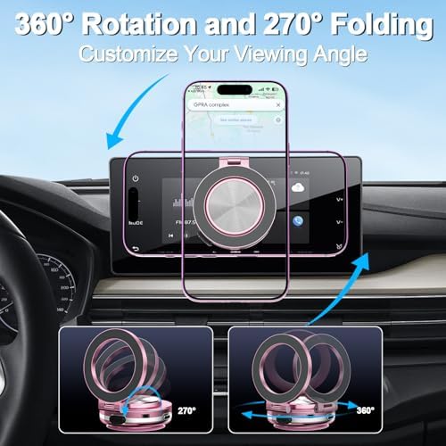 Revolutionize Your Driving with the AICase Magnetic Phone Holder – 360° Rotatable Electric Suction Cup Mount for i Phone & Android, Mag Safe Compatible with Adhesive Pad for Uneven Surfaces – Ultimate Stability & Hands-Free Convenience