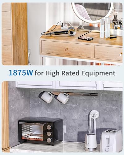 NTONPOWER 10 FT 2 Prong to 3 Prong Power Strip with 4 USB Ports – Wall-Mountable Non-Grounded Outlet Adapter for Enhanced Device Charging and Flexible Placement in Older Homes – 180° Non-Polarized Design for Maximum Convenience and Safety