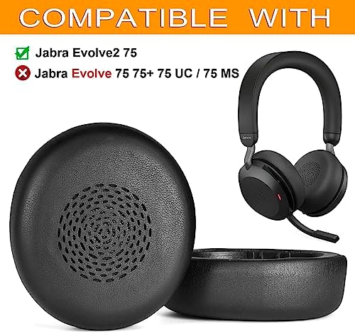 Premium Defean Memory Foam Ear Pads for Jabra Evolve2 75 – Ultimate Replacement Cushions for Superior Comfort and Acoustic Performance – Compatible with Evolve2 75 PC Wireless Headset – Durable Protein Leather Construction for Extended Lifespan and Enhanced Sound Isolation