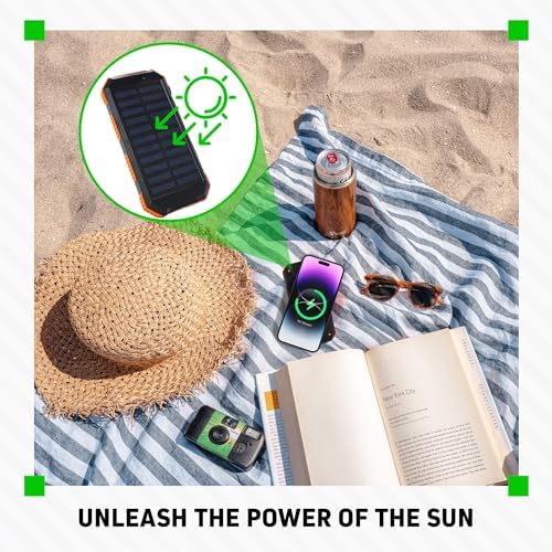 Ultimate Solar Power Bank for Adventurers: 15,000 m Ah Capacity with Dual USB-A, USB-C, and Micro-USB Ports, Plus Built-in Compass and Dual LED Flashlights – Perfect for Camping, Hiking, and Outdoor Activities with Fast Charging Technology