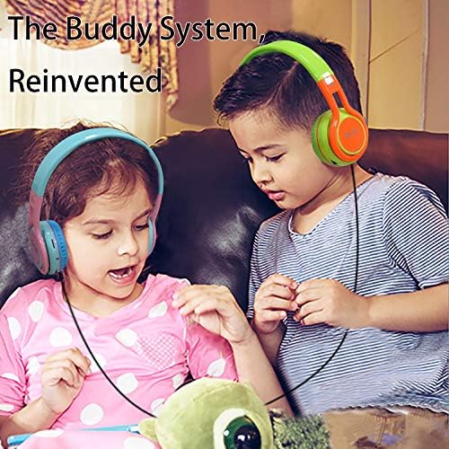 Vibrant Contixo KB-2600 Kids Bluetooth Headphones – Safe 85 d B Volume Limiting Over-Ear Design with Built-in Mic, FM Radio & Micro SD Slot – Portable Foldable Fun in Eye-Catching Green & Orange for Ultimate Audio Adventure
