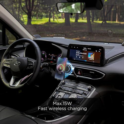 Mooas 15 W Fast Wireless Car Charger with Magnetic Air Vent Mount – Enhanced Stability, Built-in Cooling Fan, and Universal Compatibility for i Phone, Galaxy, LG – Effortless Charging Experience on the Go