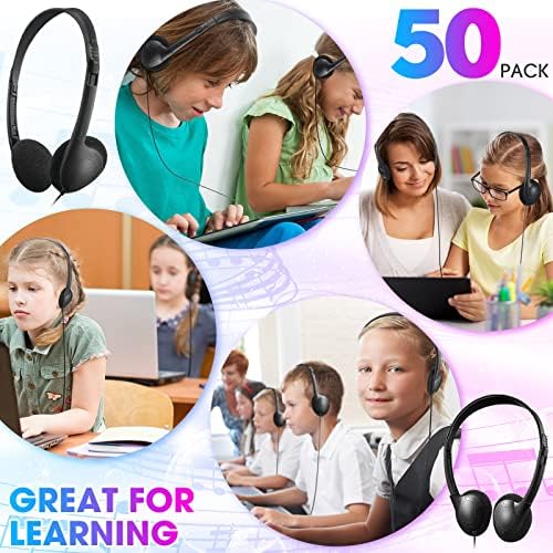 Chumia 50-Piece Classroom Over-Ear Headphones Set – Stylish Dark Blue Adjustable Earphones for Kids, Teens & Adults – Ideal for Enhancing Online Learning, Group Collaboration & Device Compatibility