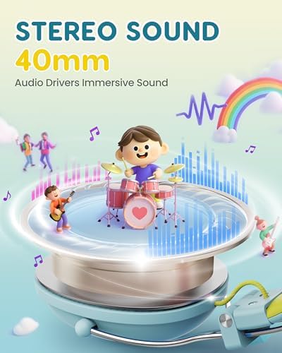 Safeguard Your Child’s Hearing with Durable Wired Headphones Featuring Volume Limiting Technology – Comfortable On-Ear Fit for Extended Use in School, Travel, and Entertainment – Enhanced Stereo Sound with 3.5 mm Compatibility – Available in Eye-Catching Blue and Red for Boys and Girls