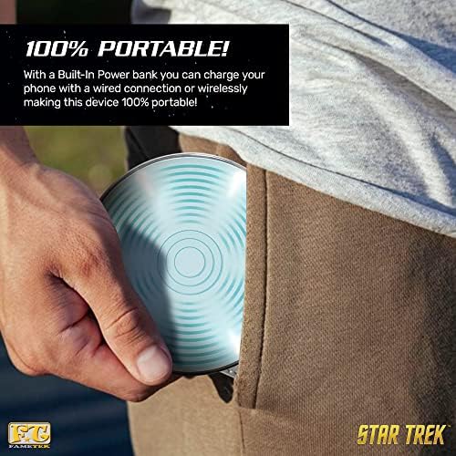 Star Trek Illuminating Wireless Charger & Backup Battery Pack – Sci-Fi Inspired Portable Phone Charger with Light-Up Transporter Pad Logo for Enhanced Compatibility and Fast Charging – Ultimate Gift for Star Trek Fans and Tech Enthusiasts
