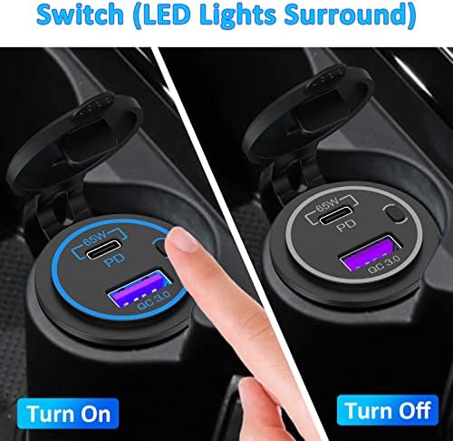 High-Performance 83 W 12 V USB Outlet Qidoe: 65 W USB-C Fast Charging Car Charger with Quick Charge 3.0, Waterproof Power Socket for Boats, Trucks, RVs, and Marine Use – Ultimate Portability and Efficiency for All Your Devices