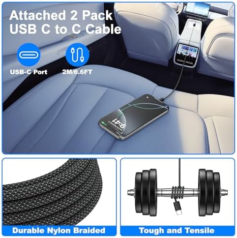 Agtray 65 W 4-Port Fast Charging Car Charger with 6 FT USB C Braided Cable – High-Performance USB C Adapter for i Phone 16, Samsung Galaxy S25, and Pixel 9 – Ultimate Multi-Device Charging Solution for Road Trips and Daily Commutes – Compact, Durable, and Safety-Enhanced Car Accessory