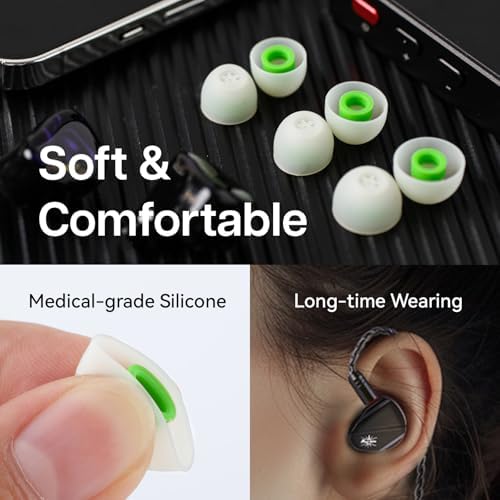 Linsoul Kiwi Ears Flex Silicone Replacement Earbud Tips – Premium Noise Isolation IEM Tips for KZ ZS10 Pro 2, Super Mix 4, Hype4, Orchestra Lite, and Cadenza | Custom Comfort and Enhanced Sound Clarity (Available in S/M/L Sizes, Stylish Green) – Transform Your Audio Experience