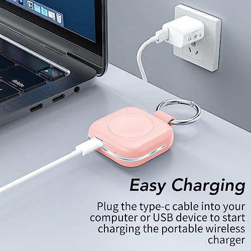 HUOTO Compact Magnetic Wireless Charger for Apple Watch – 1200 m Ah Portable Power Bank Keychain, Compatible with Series 10/9/8/Ultra 2/Ultra/7/6/5/4/3/2/SE, Ideal Travel Accessory for Effortless Charging On-the-Go