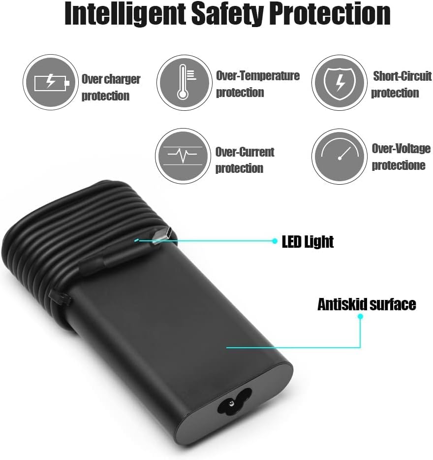 High-Performance 130 W USB-C Charger for Dell XPS 15 17 Series – Optimized Power Supply with Enhanced Compatibility and Fast Charging for Models 9500 to 9730 – Reliable Safety Features & 12-Month Warranty – Ideal Laptop Power Adapter for Efficient Usage and Reliable Performance
