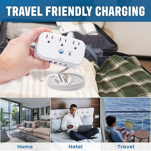 Ultimate Cruise Power Strip with 3.3 ft Extension Cord & Fast Charging USB Ports – Non-Surge Design for Seamless Connectivity on Carnival, Princess & Major Cruise Lines (2025/2026) – Essential Travel Accessory for All Devices