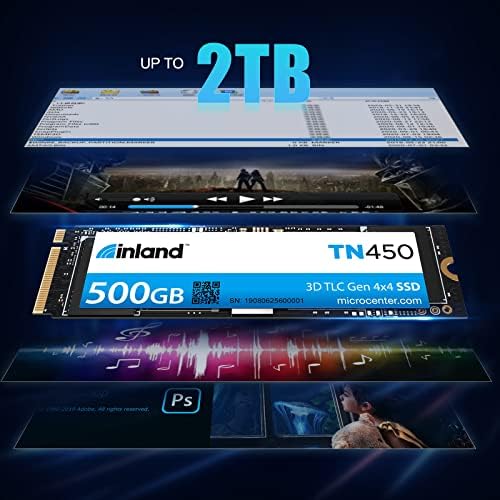 Elevate Your Performance with the INLAND TN450 500 GB NVMe M.2 PCIe Gen4 x4 Internal SSD – Unmatched 5,000 MB/s Speeds, 3 D NAND Technology for Ultimate Durability, Perfect Upgrade for Laptops & Desktops