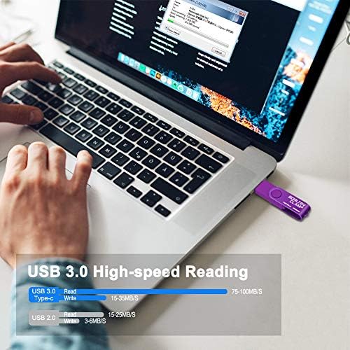 128 GB USB Type-C Flash Drive by Borlter Clamp – Dual Port Memory Stick for Fast Data Transfer with USB 3.0 Compatibility for Android Smartphones, Tablets, and Computers – Perfect for Samsung Galaxy S10/S9/Note 9, LG, and Huawei Devices – Reliable Storage Solution for Photos, Videos, and Documents