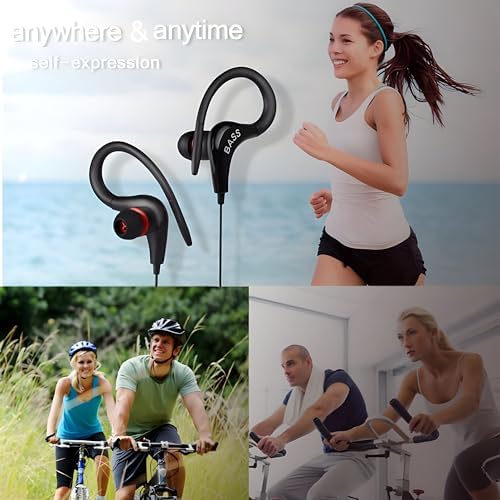 Premium Wired Earphones with Microphone for Active Lifestyles – Noise Cancelling In-Ear Headphones with Deep Bass Stereo Sound for Workouts, Gaming, and Clear Calls (Black) – Versatile Compatibility and Ergonomic Comfort