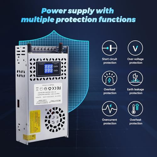 High-Performance 600 W Adjustable 24 V DC Power Supply with LED Display – Ultimate Versatile Switching Converter for 3 D Printers, CCTV Systems, and Lab Equipment – Dual Input (AC 110 V/220 V) with Multiple Output Options (5 V, 10 V, 12 V, 24 V) for Enhanced Compatibility and Efficiency