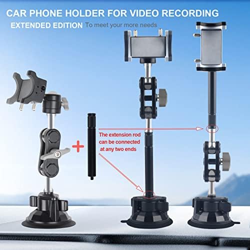 Leepiya 360-Degree Adjustable Car Phone Mount with Remote Control – Universal Suction Cup Holder for Seamless Video Recording and Navigation – Enhanced Compatibility for Smartphones – Ideal for Hands-Free Calls and Documenting Your Journey