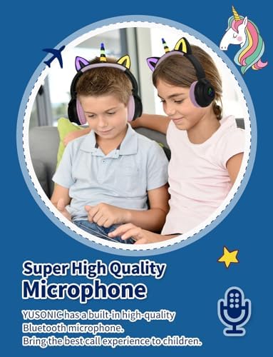 Enchanting Unicorn Wireless Headphones for Kids – Stylish Pink Foldable Design with Light-Up Features, Perfect for Tablets and Toddlers – Superior Sound Quality and Comfort for Magical Listening Adventures – Durable, Adjustable, Tangle-Free Fun for Every Little Girl