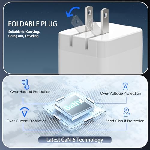 Advanced 65 W Retractable USB-C Charger with Foldable Plug – High-Efficiency Fast Charging Block Featuring PD30 W & QC18 W for i Phone, Galaxy, LG, Pixel, Tablets – Compact, Travel-Friendly Design for Ultimate Convenience and Optimal Power Delivery