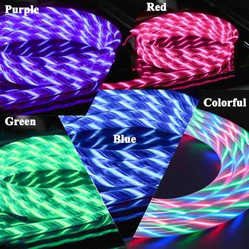 Vibrant LED USB C Charging Cable Duo – Fast Charge Type C Cords for Samsung Galaxy & LG Devices – 39-Inch Durable Light-Up Cables in Purple & Green for Enhanced Compatibility and Style