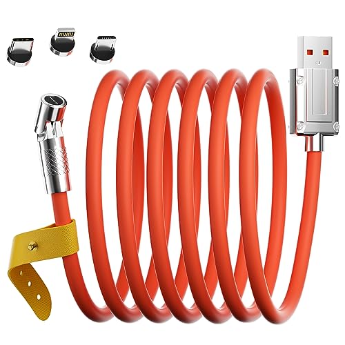 AICase 120 W Magnetic Charging Cable – 3-in-1 Fast Charger with 540° Rotating Connector for Lightning, Type C, and Micro USB Devices – Ultimate Versatile and Tangle-Free Charging Solution for Home and Office Use