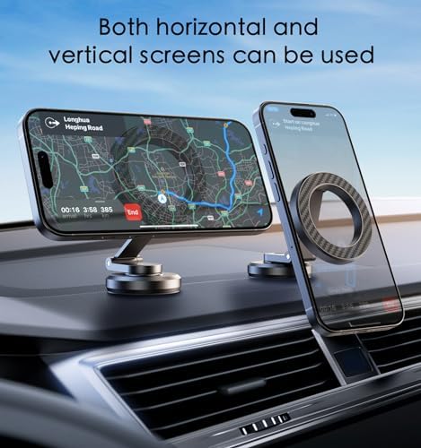 Magnetic Dashboard Phone Holder for Cars – Versatile Rotatable Mount for i Phone 15, 14, 13, 12 Pro Max Plus Mini & All Smartphones – Superior Stability for Hands-Free Navigation and Quick Access