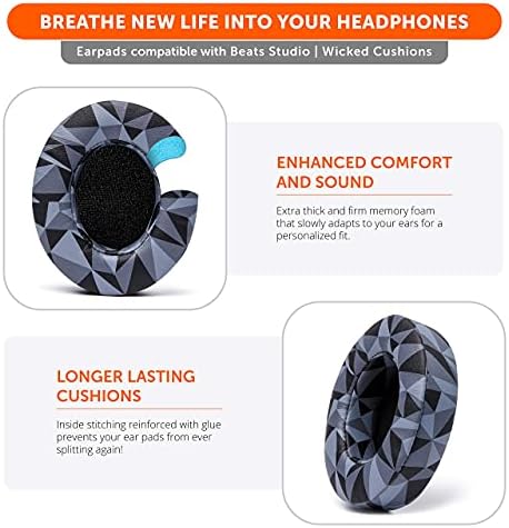 Upgrade Your Audio Experience with WC Wicked Cushions Replacement Ear Pads for Beats Studio 2 & 3 – Retro 90’s White | Luxurious PU Leather & Enhanced Foam for Optimal Sound Isolation | Perfectly Fits B0501 & B0500 Models | Not Compatible with Beats Solo | Enhanced Adhesive for Maximum Durability and Longevity