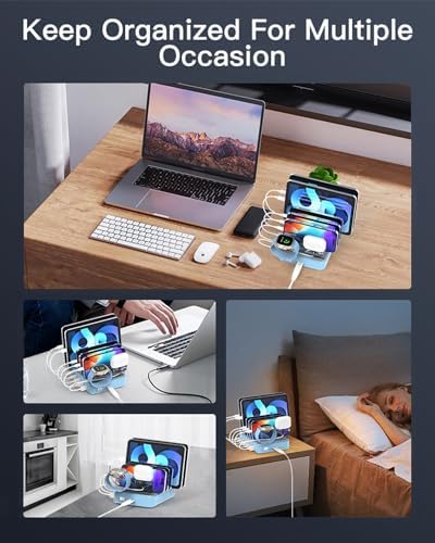 Ultra-Fast 6-Port Charging Hub – 100 W Multi-Device Power Station for i Phone, i Pad & Samsung – Triple PD USB-C Ports for Lightning Speed Charging – Compact, Modern Design with Advanced Safety Features – Perfect for Home Office Efficiency and Device Organization