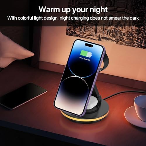 Ultimate 3-in-1 Foldable Charging Station for i Phone, Apple Watch & Air Pods – Magnetic Wireless Charger with Fast Charging for i Phone 11-16 Series, Pro Max Compatibility, Sleek Portable Design for Home & Travel