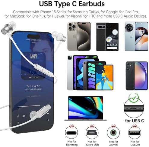COOYA USB C Wired Earbuds – Premium Noise-Isolating In-Ear Headphones with Magnetic Comfort Design for Exceptional Sound Quality – Perfect Compatibility with i Phone 16 Pro Max, i Pad 10, Samsung S25 Ultra, and More – Ideal for Audiophiles Seeking Unmatched Audio Experience and Hands-Free Functionality