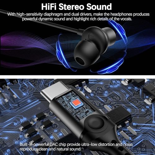 COOYA USB C Wired Earbuds – Premium Noise-Isolating In-Ear Headphones with Magnetic Comfort Design for Exceptional Sound Quality – Perfect Compatibility with i Phone 16 Pro Max, i Pad 10, Samsung S25 Ultra, and More – Ideal for Audiophiles Seeking Unmatched Audio Experience and Hands-Free Functionality